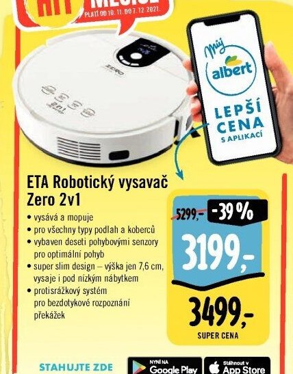 ETA Robotický vysavač Zero 2v1