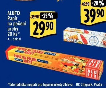 ALUFIX Papír na pečení archy 20 ks