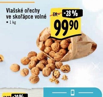 Vlašské ořechy ve skořápce volné