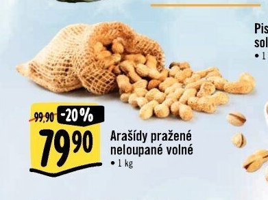 Arašídy pražené neloupané volné