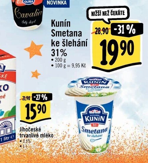 Kunín Smetana ke šlehání 31%