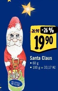 Čokoládový Santa Claus bez cukru