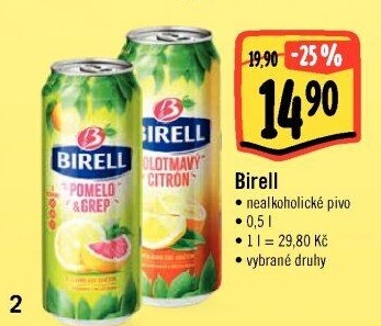 Nealkoholické pivo ochucené Birell