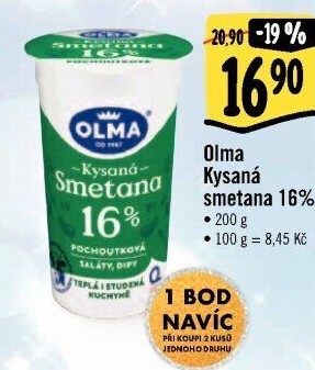 Smetana zakysaná Olma 16%