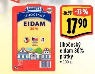 Sýr Eidam Jihočeský 30% Madeta