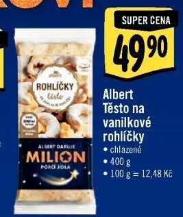 Těsto na vanilkové rohlíčky s máslem Albert