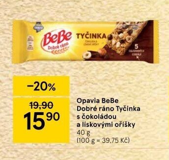 Opavia BeBe Dobré ráno Tyčinka s čokoládou a lískovými oříšky