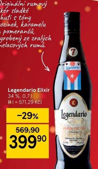 Legendario Elixír 34 %, 0,7 l