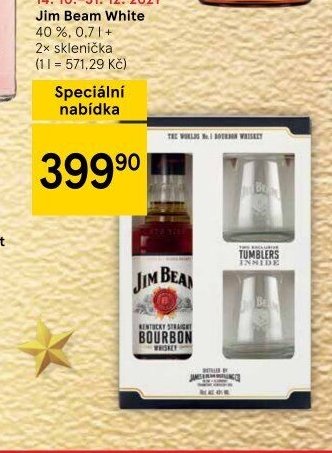 Jim Beam White 40 %, 0,7 l + 2x sklenička