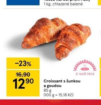 Croissant s šunkou a goudou