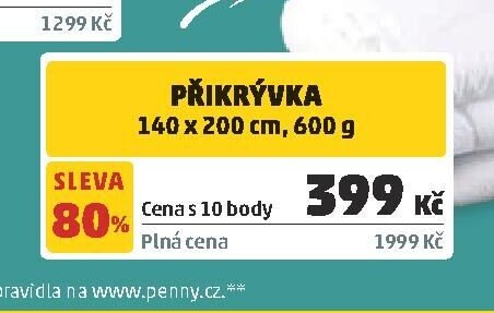 PŘIKRÝVKA 140 x 200 cm, 600 g