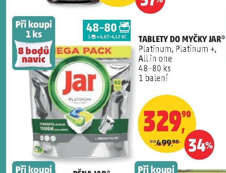TABLETY DO MYČKY JAR Platinum, Platinum +, All in one 48-80 ks