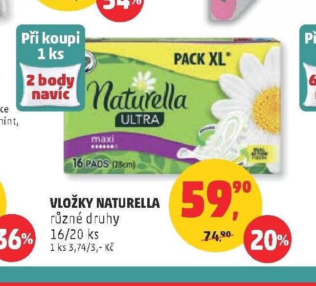 VLOŽKY NATURELLA různé druhy 16/20 ks