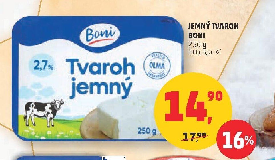 Jemný tvaroh Boni 250 g