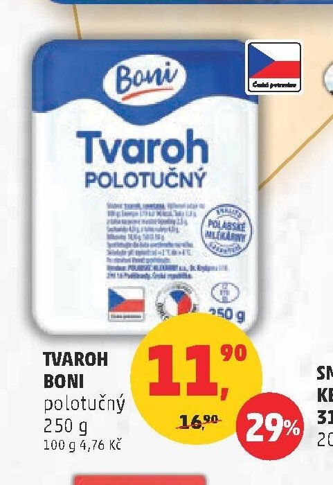 Tvaroh Boni polotučný 250 g