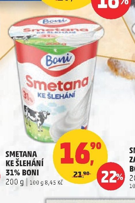 Smetana ke šlehání Boni 200 g