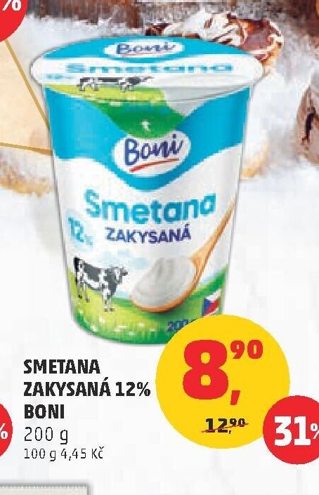Smetana zakysaná 12% Boni 200 g