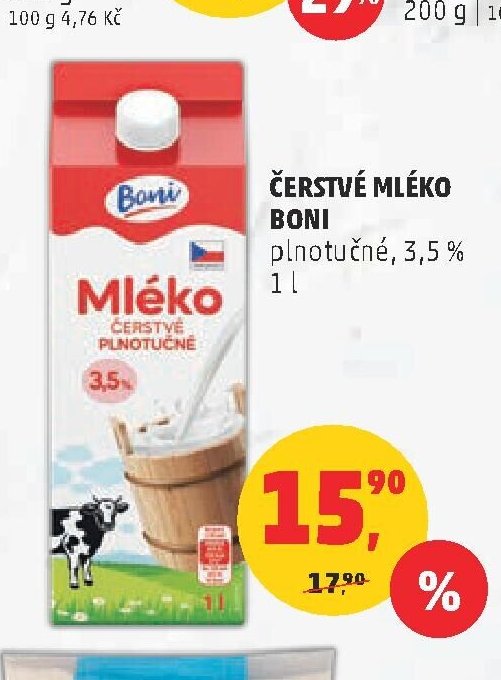 Čerstvé mléko Boni 1 l