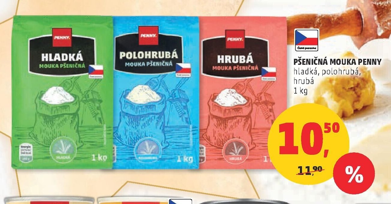 Pšeničná mouka Penny (hladká, polohrubá, hrubá)
