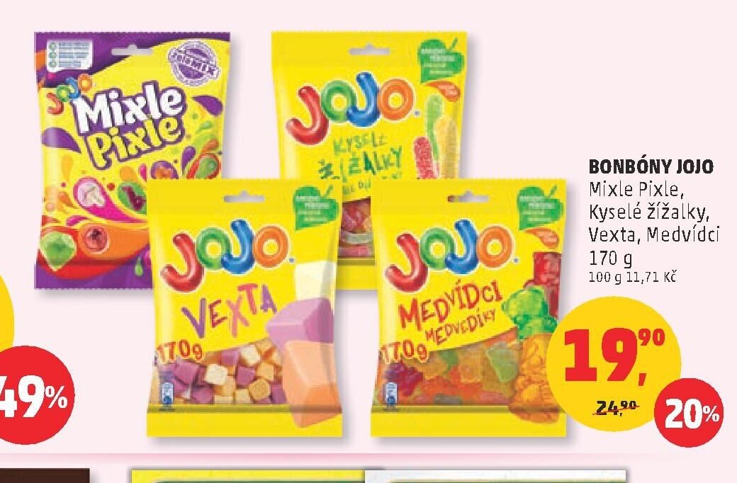BONBÓNY JOJO Mixle Pixle, Kyselé žížalky, Vexta, Medvídci
