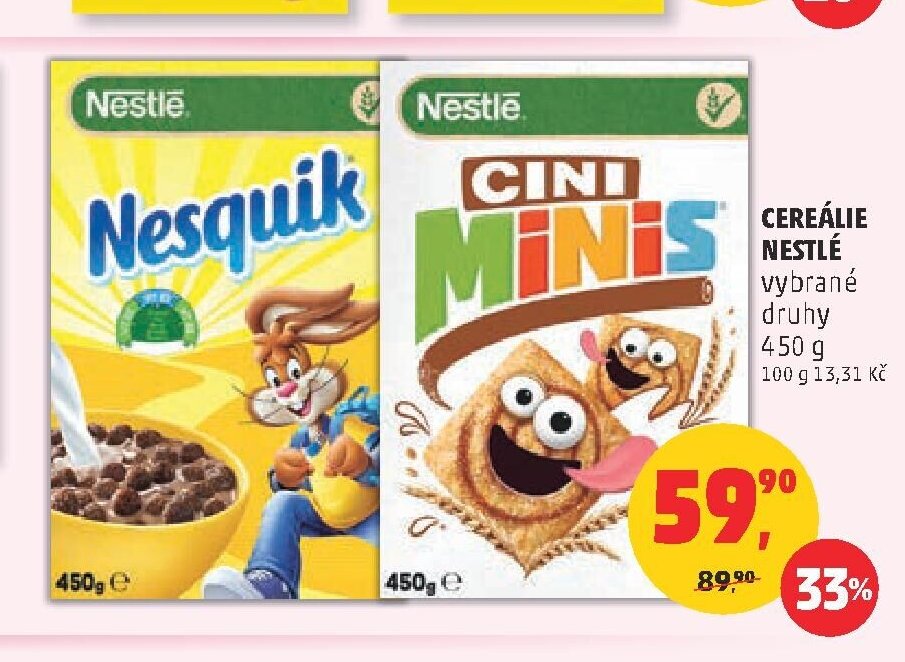 CEREÁLIE NESTLÉ vybrané druhy