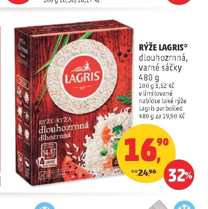 RÝŽE LAGRIS dlouhozrnná, varné sáčky