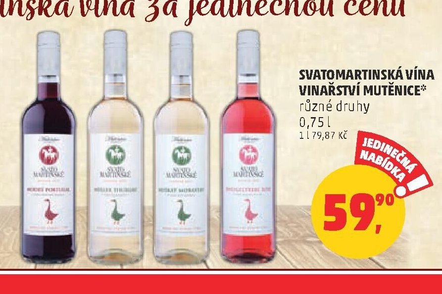 Svatomartinská vína Vinařství Mutěnice