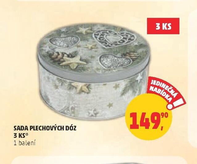 Sada plechových dóz