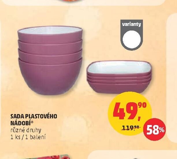 Sada plastového nádobí