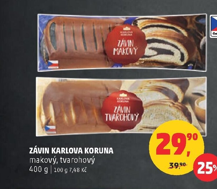 ZÁVIN KARLOVA KORUNA makový, tvarohový 400 g