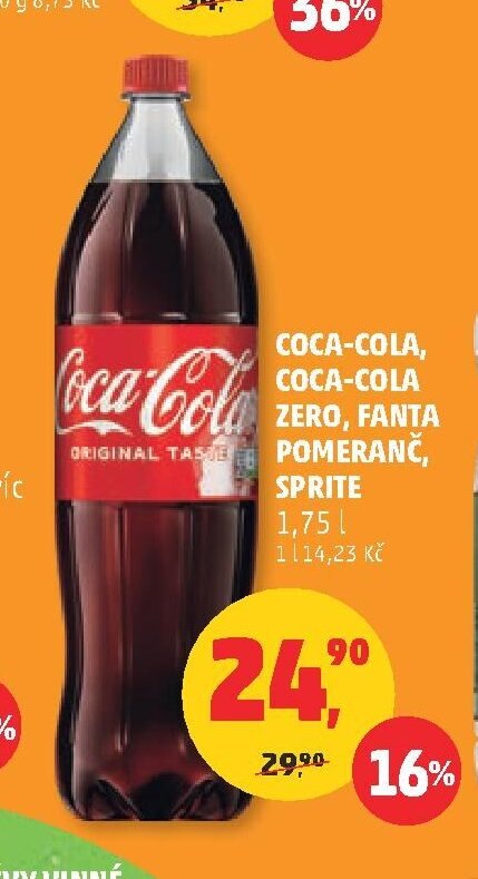 COCA-COLA, COCA-COLA ZERO, FANTA POMERANČ, SPRITE 1,75 l
