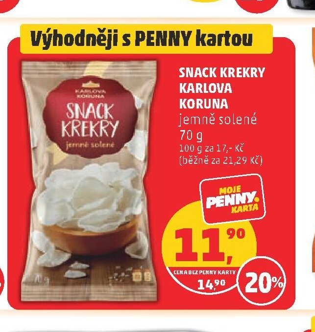 Snack krekry Karlova Koruna jemně solené 70 g