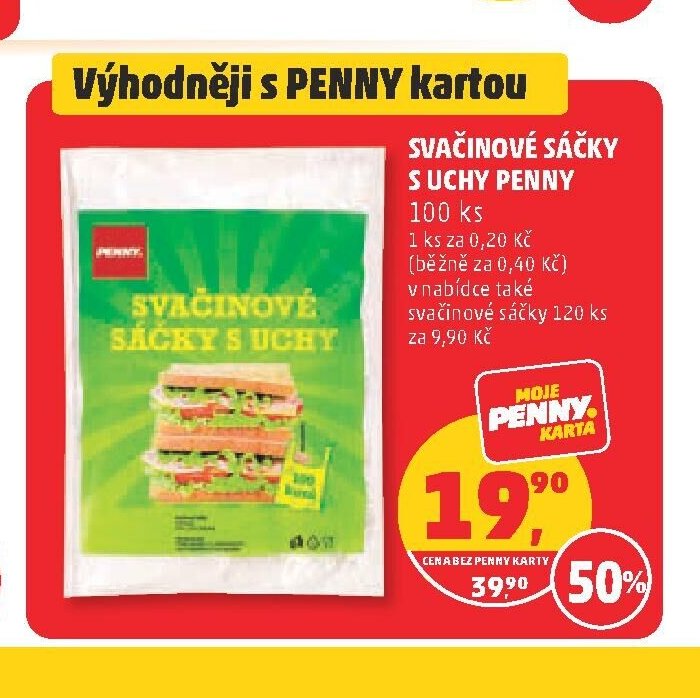 Svačinové sáčky s uchy Penny 100 ks