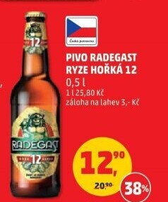 Pivo světlý ležák 12° Ryze hořká Radegast