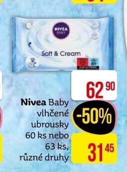 Nivea Baby vlhčené ubrousky 60 ks nebo 63 ks