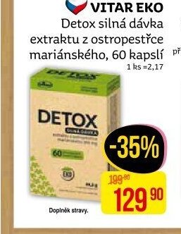 VITAR EKO Detox silná dávka extraktu z ostropestře mariánského, 60 kapslí