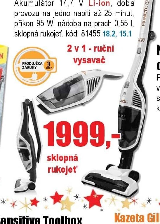 Bez sáčkový akuvysavač ETA 1449 Moneto