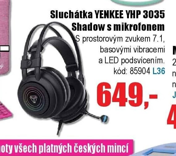 Sluchátka YENKEE YHP 3035 Shadow