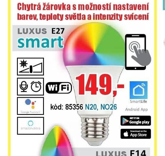 Chytrá žárovka Luxus E27