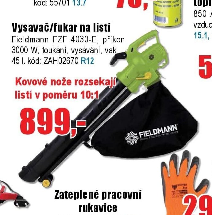Vysavač/fukar na listí Fieldmann FZF 4030-E