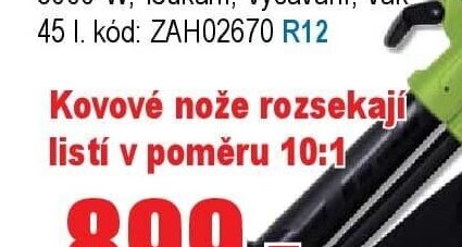 Kovové nože rozsekají listí v poměru 10:1