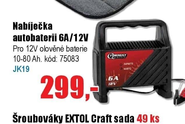 Nabíječka autobaterií 6A/12V