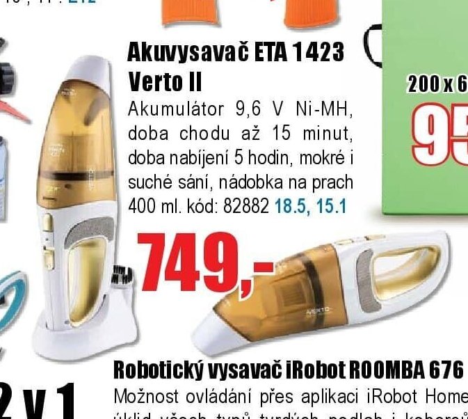 Akumulátorový vysavač ETA 1423 Verto II