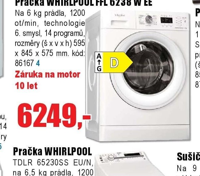 Pračka WHIRLPOOL FFL 6238 W EE