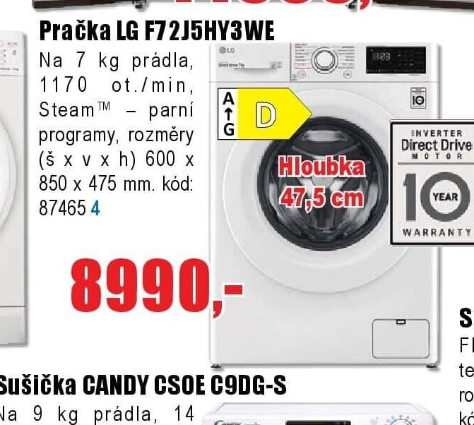 Pračka LG F72J5HY3WE