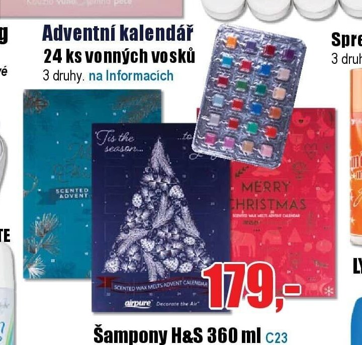Adventní kalendář 24 ks vonných vosků