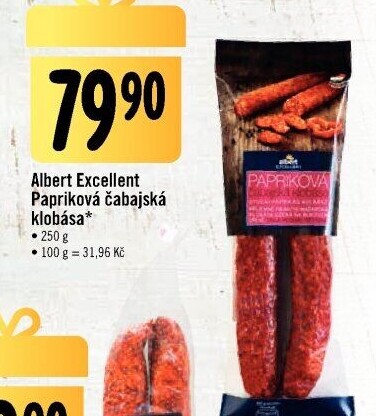 Čabajská klobása papriková Albert Excellent