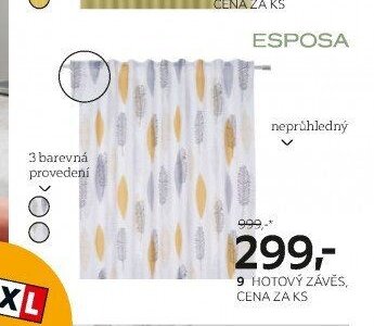 9 HOTOVÝ ZÁVĚS, CENA ZA KS