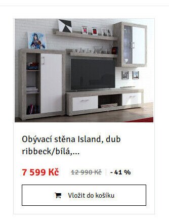 Obývací stěna Island, dub ribbeck/bílá,... - ASKO akcniletaky.com