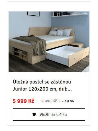 Úložná postel se zástěnou Junior 120x200 cm, dub... - ASKO akcniletaky.com